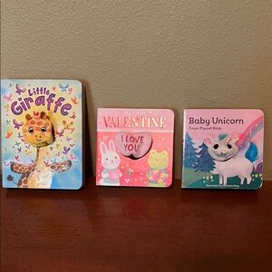 Fun Set of Three Children's Board Books with Finger Puppets